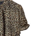 J.Crew J. Crew Leopard Print Blouse Small A0549 Smocked Waist Short Sleeve Black Tan Photo 4