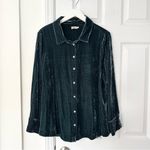 Genevieve Faherty Green Emerald Button Up Collar Relaxed Blouse Vintage Silk XL Photo 4