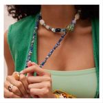 Free People NWT  Manhattan Choker AND FP Single Strand Beaded Blue Lapis Necklace Photo 7