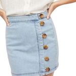 Free People  Little Daisies Button Front Light Denim Mini Skirt Women’s Size 6 Photo 0