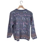 Amanda Smith Vintage 80s 90s Dusty Blue Pastel Floral Sweater Cottage Size Large Photo 1