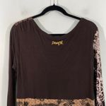 Desigual  Women Brown Mixed Prints Long Sleeve T-shirt Dress Photo 7