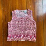Faded Glory Vintage  Floral Smocked Sleeveless Button Up Crop Top Sz M Photo 5