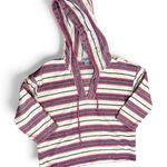 Vintage Baja Hoodie Mexican Drug Rug Striped Poncho Pink White Blue Size S Photo 0