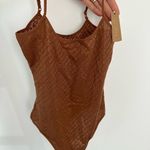 SKIMS Logo Brown Mesh Foil Cami Bodysuit / Size XS Photo 7