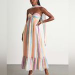 Lulus  size medium peach multi striped midi dress and scarf set new with tags Photo 1