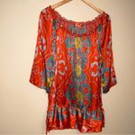 Hale Bob 100% Silk Floral Off Shoulder Cinch Waist Blouse S Photo 1