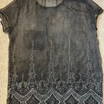 PPLA  Sheer Embroidered Gray Tee M Photo 3