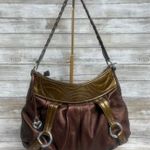 Brighton Purse Hobo Shoulder Bag Bronze Gold Metallic Leather Braided Strap Photo 0