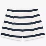 ZARA  pleated striped shorts navy blue and white Photo 3