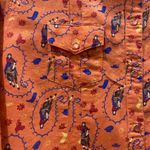 Wrangler Vintage  Blues Womens Horse Button Down Shirt Size large Orange Snap Y2K Photo 1