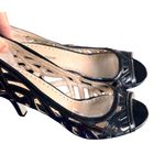 Adrienne Vittadini  Size 9.5 Black Patent Peep Toe Heels With Cutout Design Photo 3
