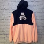 Adidas  Fleece Pullover Jacket Hood Hoodie Coat Winter Outdoor Pink Navy Sz Large Photo 9