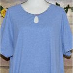 Avenue Blue Ribbed Casual Knit Top Shirt Plus Size 26W 28W Keyhole Short Sleeve Photo 1