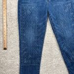 Lucky Legend Drew Mom High Rise Taper Jean 4/27 Denim Paisley Studded Frayed Hem Blue Photo 2
