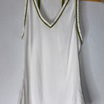 Maeve By Anthropology White Green Trim Tank Sporty Preppy Lounge Gym V Photo 0