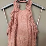 Nanette Lepore  Barely Blush Pink Eyelash Lace Ruffle Halter Neck Dress NEW Photo 2