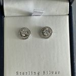 Contessa Di Capri Pierced Earrings CZ Cubic Zirconia Studs Sterling Silver Photo 5