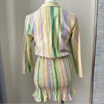 ZARA  Stripe Shirred Ruffle Hem Fitted Dress Size XS Photo 4