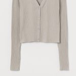 H&M NWOT  rib-knit cardigan black button up top long sleeve xs Photo 2