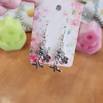 Handmade Bee Flower Dangle Drop Earrings, Silver Bead Dainty Elegant Minimalist Jewelry Photo 3