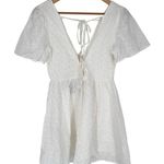 Le lis White Embroidered Mini Dress Short Sleeves with Ties size Small NWT Photo 8