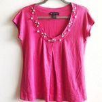 INC Top Pink Beaded Silk Blend Sweater Cap Sleeves Photo 1