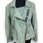 Free People  Linen Blend Snap Front Moto Jacket Photo 0