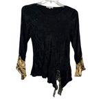 Unique Vintage Spencer Alexis Vintage Black Floral Asymmetrical Hem Fairygrunge Whimsigoth Top Photo 0