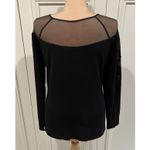 Boston Proper  Black Mesh Embroidered Top Whimsigoth Goth Dark Romantic Photo 4