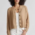 Quince  organic cotton camel cropped cardigan sweater Photo 4