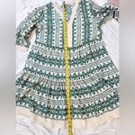 Figueroa & Flower Boho Cottagecore Tiered Midi Dress L — Cream & Teal Split Neck White Size L Photo 9