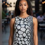 Anthropologie Poleci Animal Print Sequin Sleeveless Blouse Keyhole Back Size 4 Black Photo 0