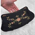 American Vintage Vintage 50's-60's Black Embroidered Floral Clutch Purse with Gold Clasp formal Photo 8