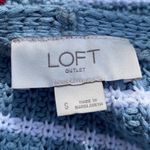 Loft Blue White Striped Sweater Tank Top V Neck Knit Sleeveless Casual Size S Photo 3