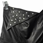 VTG Italian Leather Strapless Studded Cocktail Dress Black Asym Hem 42 80s Glam Size 6 Photo 5