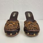 Bamboo  Womens Shoes Size 7 Brown‎ Copper Fashion Sequin Slip On Heels Mules Photo 8