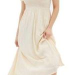 Urban Outfitters Amelia Off The Shoulder Neutral Smocked Midi Maxi Dress Photo 0