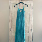 Pink Stitch  Resort Maxi Dress Back Cutout Casual Vacation Size 2 Small Green Photo 2