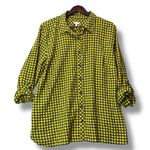 Talbots  Woman 3X Yellow Navy Blue Gingham‎ Plaid Button Front Photo 0