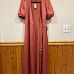 EXPRESS Satin Puff Sleeve Belted Wrap Maxi Dress NWT Photo 2