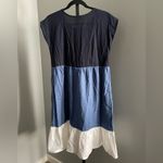 52SEVEN Colorblock Cap Sleeve Linen Blend Dress In Denim Combo Size XL Black Photo 2