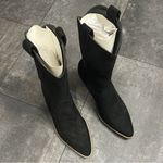 🖤Black Women Pointed Toe Low Heel Cowboy Booties•Size:9🖤 Black Photo 2