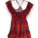 Tularosa Red Plaid Ruffle Mini Dress Halter Picnic Summer Revolve Small Photo 1