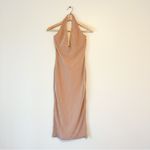 Oh Polly  Sunset Dreams Shimmer Halter Midi Dress Plunge Neck Champagne NEW Sz 4 Photo 4