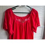 Miss Elaine Classics Nightgown Short Sleeve Size L Red Embroidery Floral VTG Size L Photo 3