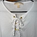 Michael Kors White Lace-Up Women's Top Cotton Blend Size Large Photo 3