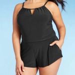 Aqua Green  Black High Neck Keyhole Swim Romper One Piece Suit Women’s Size Large Photo 12