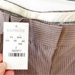 EXPRESS Editor Pant Size 2 Tan Khaki Metallic Stripe Dressy Pants Workwear New Photo 2