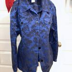 Susan Graver  Midnight Blue and Black Satin Brocade Jean Jacket Photo 5